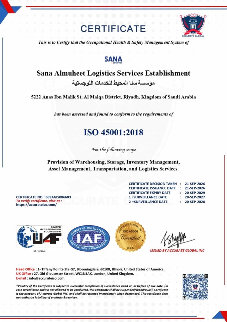 ISO 45001 Sana Almuheet Logistics Services Establishment 1 page 0001 1